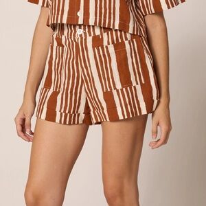 Cleobella NWT Niko‎ Shorts Striped Linen Blend Women’s XS Elastic Waist